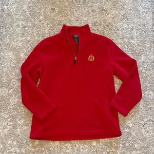 Ralph Lauren Red Fleece Quarter-Zip with Crest